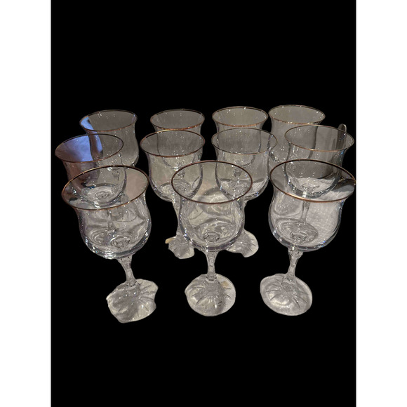 Towle Ardmore Pattern Crystal Wine Glasses Set of 10 - Picture 4 of 5